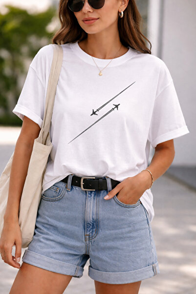 ArtYus Jet Airplane Printed Cotton Relaxed Fit Round Neck Unisex T-Shirt