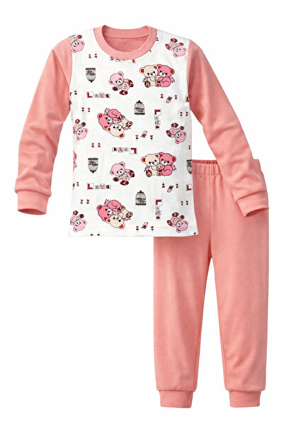 REMSA Girl's Cotton Patterned Pajama Set 6068-09 Dusty Rose