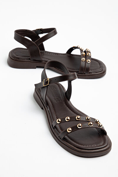 AYENDE MODA Women's Brown Troklu Daily Sandals with Accessories