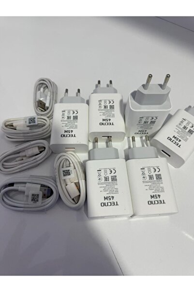 TECNO 45w Kutu Çıkması Şarj Cihazı Seti Kablo + Başlık