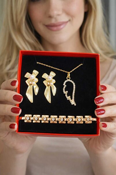 Furtek Aksesuar Women's Necklace Earrings Bracelet Jewelry Gift Set Angel Win...