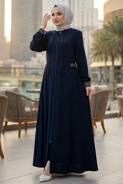 SENSTIL Embroidery Detailed Ferace Navy Blue Ss262280