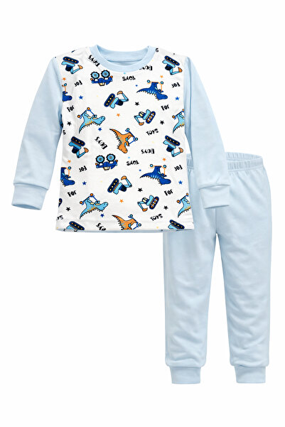 REMSA Children's Cotton Patterned Pajama Set 6068-06 Baby Blue