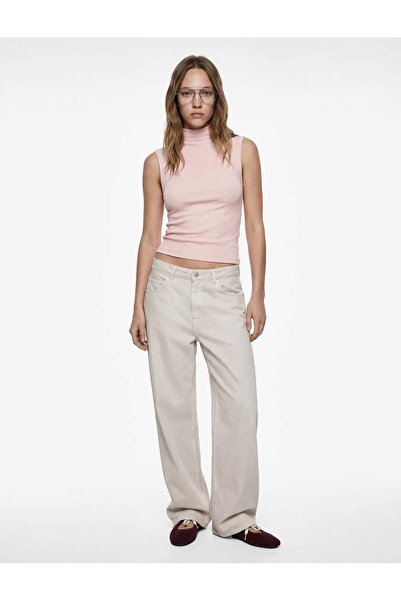 Koton Modal Blended Slim Fit High Collar Pink Women's Sleeveless T-Shirt 6Sal...