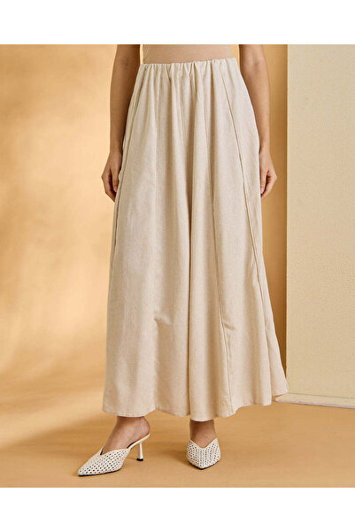 REDTAG Women Beige Elasticated A-Line Skirt