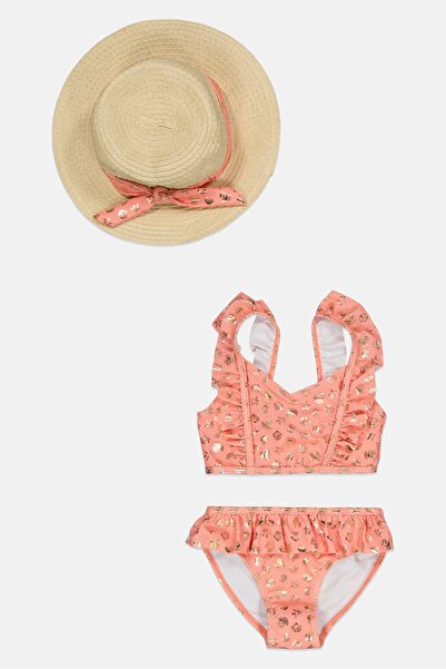 L&J Swim Club Toddlers Girl 3 Pieces Allover Print Bikini Top And Bottom Set ...