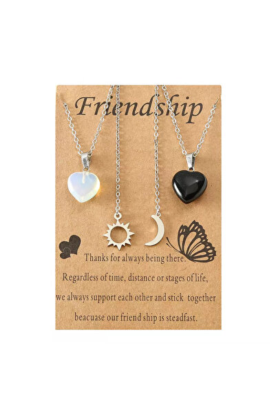 EFAYN.RO Couple chain set, heart pendants, sun and moon pattern, adjustable, ...