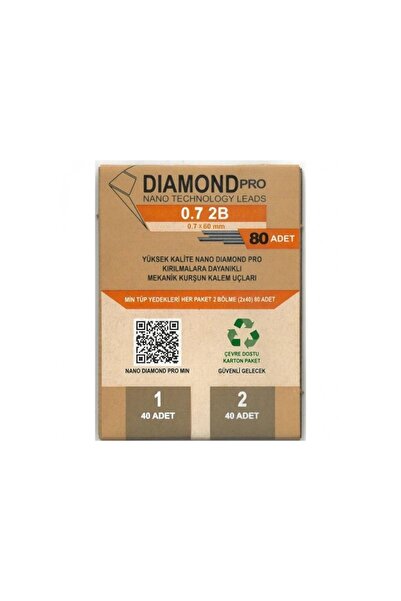 UNİ-BALL Uni̇ Diamond Pro Nano 80'Li Min 0.7 2B 60mm Versatile Pencil Nib