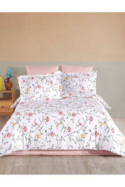 NazeninHome Satin 100% Cotton Double Duvet Cover Set with Elastic Sheets |   ...