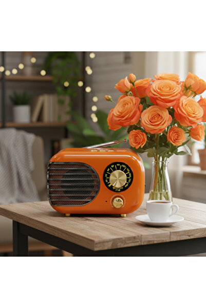 Manessa Vintage Turuncu Nostaljik ve Dekoratif Radyo (BT+FM+USB+SD)