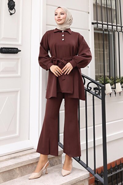 Modamihram Slit Suit Brown Msv19129