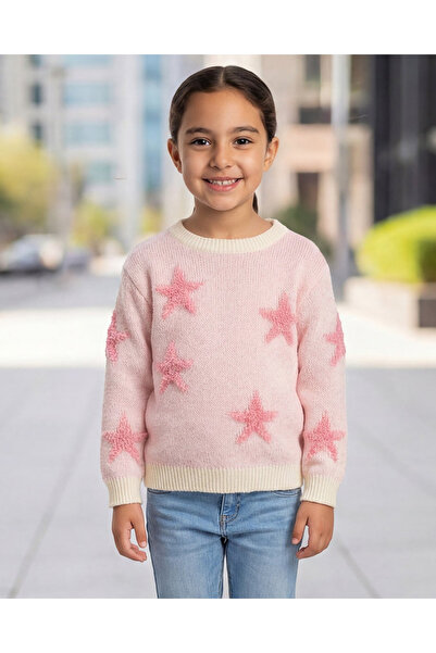 REDTAG كنزة صوفية للبنات بنقشة النجوم الوردية