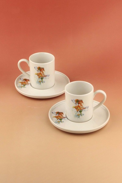 Bursa Porselen Dekor Orange Fairy Porcelain Coffee Cup Set for Two