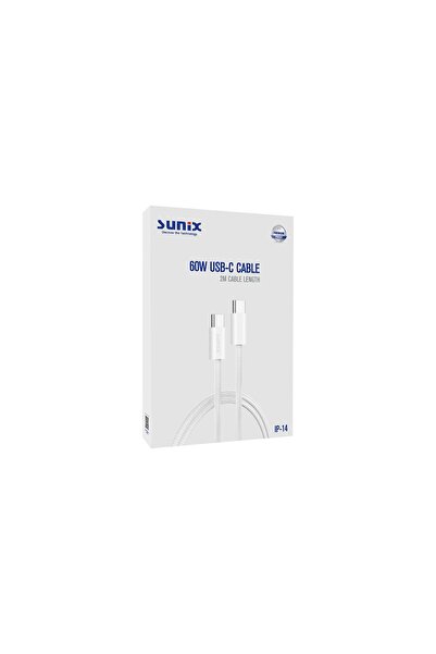 Sunix IP-14 - 60W Usb-C Data ve Şarj Kablosu -2 Metre