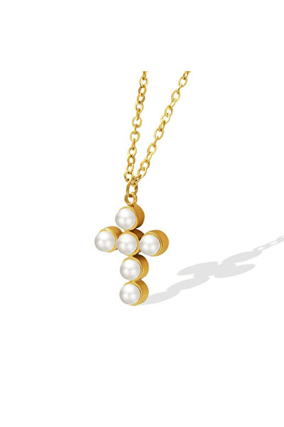 EFAYN.RO Lant dama, pandantiv delicat, model cu cruce cu margele fashion, reg...