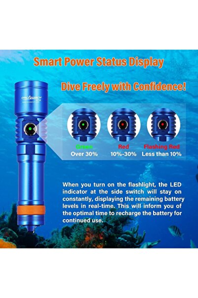 Orcatorch D710 Scuba Diving Light, 3000 Lumens Super Bright Underwater Flashlight with 6 Degrees Nar