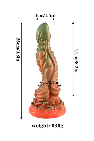 Canavar Model Vantuzlu Yapay Penis – Kırmızı & Yeşil