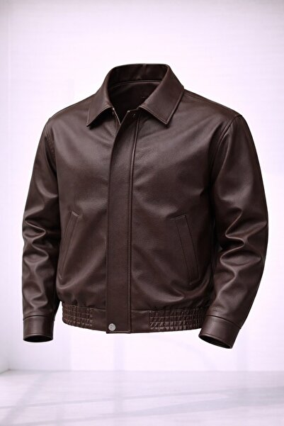 LUMAST Bol Kalıp Oversize Bomber Retro Textured Leather Jacket