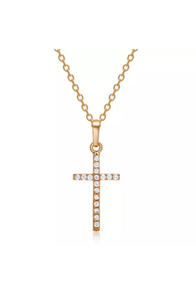 EFAYN.RO Lant cu cruce si cristale semipretioase, auriu, dama, EFAYN