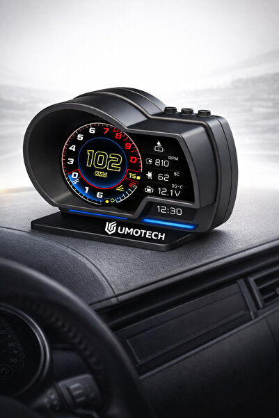 UmoTech Araç HUD Head Up Display P6 OBD2 + GPS Dijital Gösterge Hız RPM Sıcak...