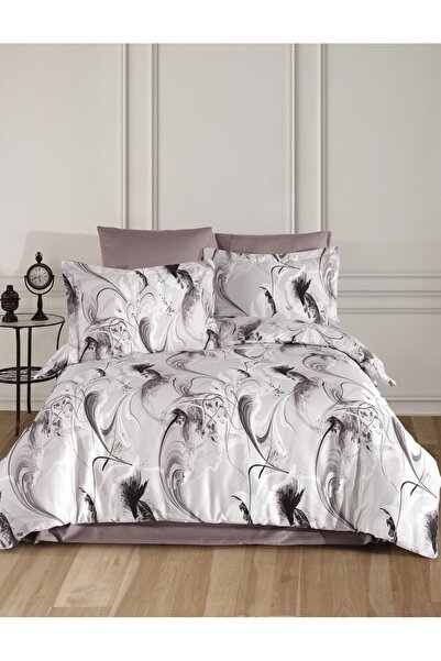 NazeninHome Satin 100% Cotton Double Duvet Cover Set with Elastic Sheets |   ...