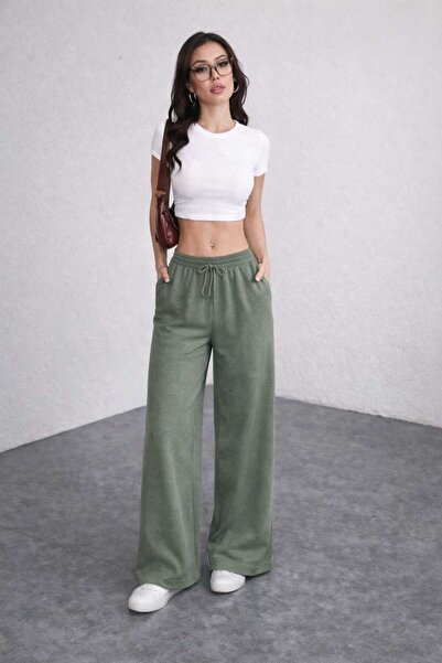 LEONE KOLEKSİYON Women's High Waist Modal Palazzo Pants Wide Leg