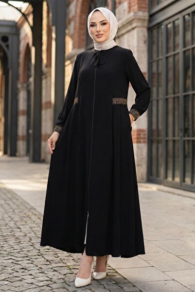 SENSTIL Embroidery Detailed Ferace Black Ss262280