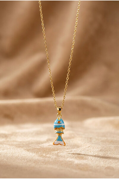 Bluw Jewelry 316L Çelik Zincir El İşçiliği Mineli Balık Kolye