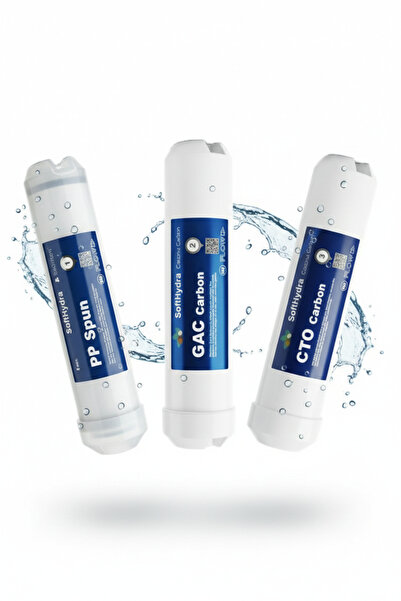 Softhydra 3’lü Su Arıtma Filtre Seti 10 Inç (Pp Sediment + GAC + CTO Karbon) ...