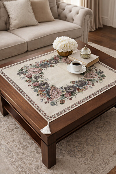 Yeshome Collection Vintage Bouquet 95x95 Goblen Sehpa Örtüsü