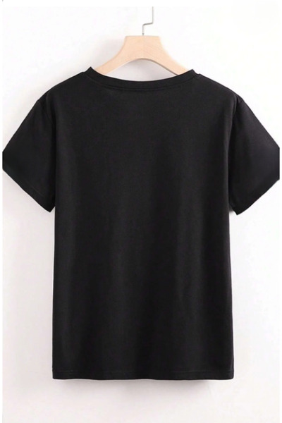 ALCİNOUS Oversized Black Printed Unisex Cotton T-Shirt