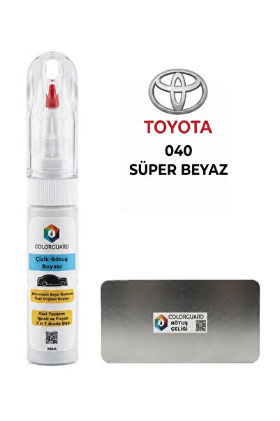 COLORGUARD Toyota 040 Süper Beyaz İğneli Fırçalı Özel Tasarım Şişe Rötuş Boya...