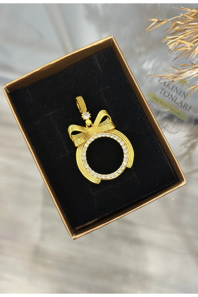 takinintonlari Yarım Altınlık Çerçeveli Fiyonk Kolye Ucu
