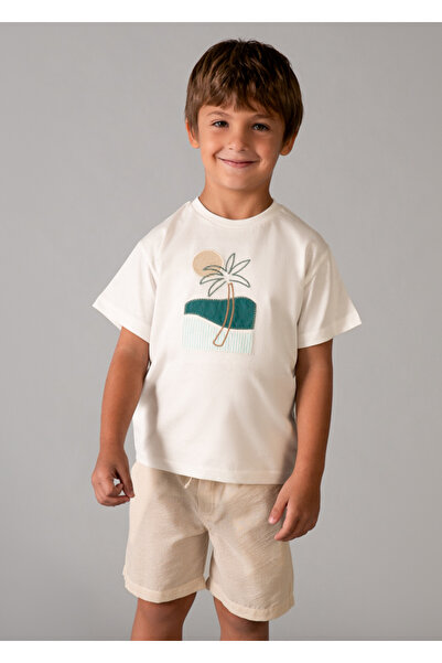 MAYORAL Set pantaloni scurți brodați și tricou pentru băieți