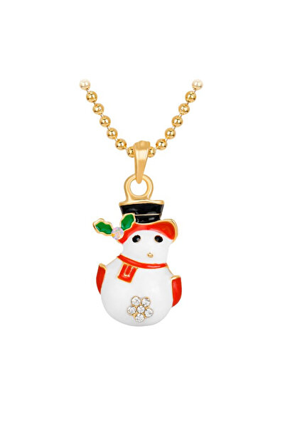 EFAYN.RO Women's necklace with pendant, cheerful snowman pattern, frosty wint...