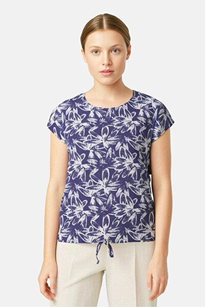 Amara Reya Women Round Neck Cap Sleeve Floral Print T-Shirt, Multicolor