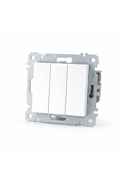 Mutlusan Üçlü Anahtar Mekanizma + Tuş Beyaz | 3’lü Işık Anahtarı