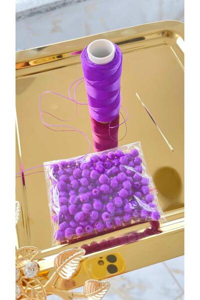 hobiimobiii Kiraz oyası boncuğu 120 adet mor iğne oyası ip sarma yemeni ucu