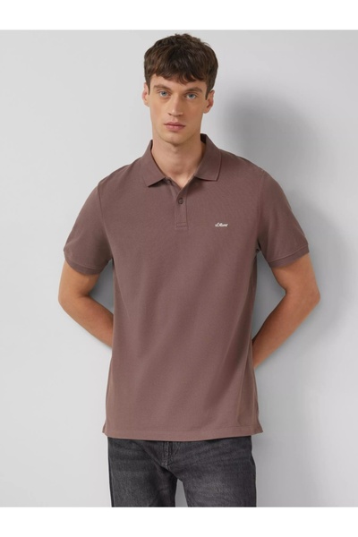 s.Oliver Tricou polo bărbătesc, cu logo, croială regulată, maro închis