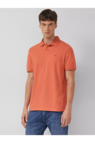 s.Oliver Ανδρικό Μπλούζα πόλο, με λογότυπο, κανονική εφαρμογή, πορτοκαλί