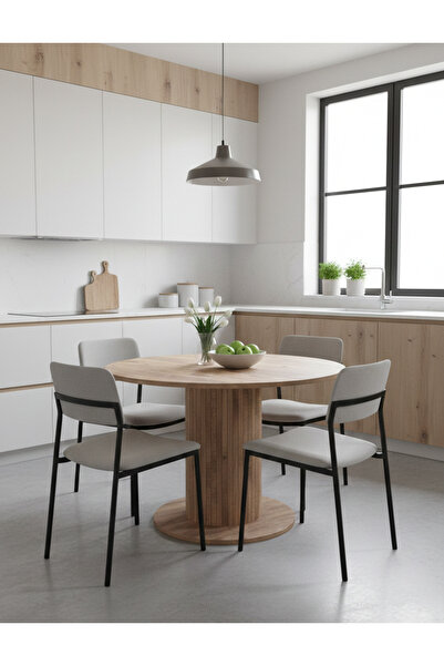 OlcayAksesuar Güneş Model MDF Ayaklı 90cm Çaplı Yuvarlak Mutfak Masası (SANDA...