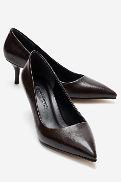 CCWAY AYAKKABI Γυναικεία ψηλοτάκουνα παπούτσια ΚΑΦΕ ΣΚΑΣΜΕΝΑ