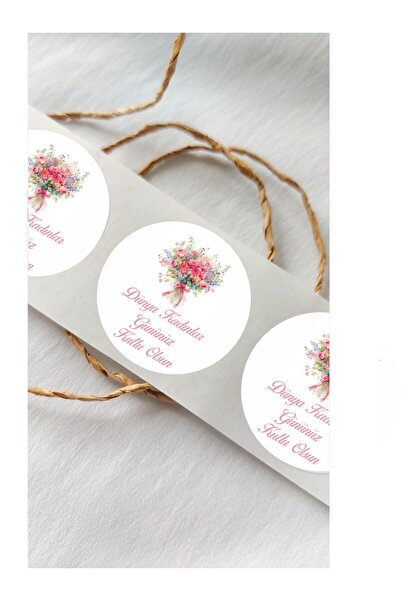 Piksel Grafik Autocolant rotund cu buchet de flori pentru Ziua Femeii - 24 bu...