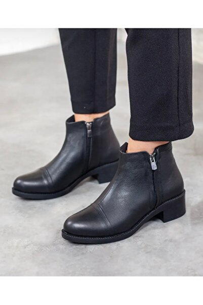 Yılmaz Exclusive Women's GENUINE LEATHER BLACK BOOTS