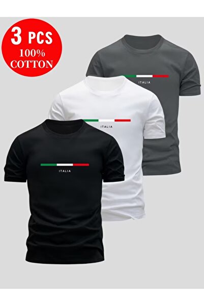 PAVRO Unisex Oversize Fit Multi-Tshirt Italy Line Printed Tshirt