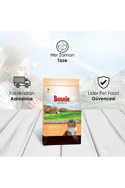 Bonnie Tavuklu Yetişkin Kedi Maması 1,5 Kg x 3 Adet