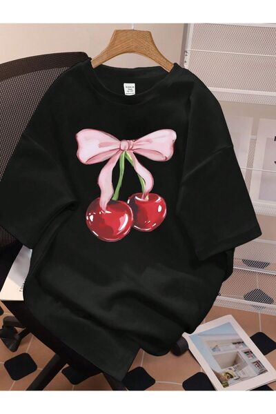 EFFRENATU تيشيرت نسائي مطبوع عليه نص – رقبة دائرية، كم قصير، كاجوال