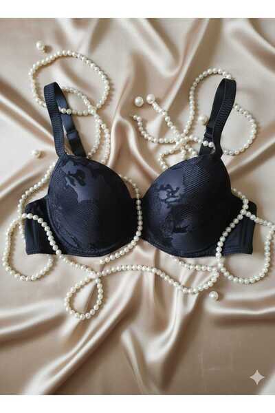 minecidem Kadın Dolgusuz Desteksiz Balenli Baskılı Dantel Brode Tek Sütyen