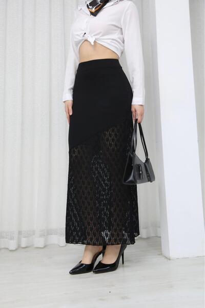 bobitex Elastic Waist Lace Model Fabric Skirt