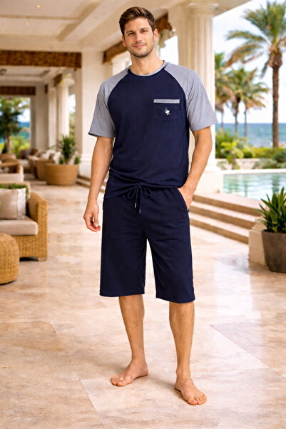 YUYİ Polo Republi̇ca 95% Cotton Crewneck Short Sleeve Men's Capri Pajama Set ...